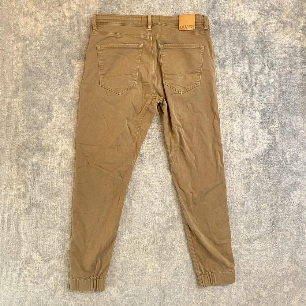 DU/ER Pants Mens 34x29 Brown N2X Slim Fit Jogger Stretch Casual Tapered Cuffed